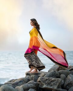 Prachi Tehlan Instagram - Nothing beats the feeling of wearing a gorgeous saree and feeling the salty breeze at the beach! Saree love at the beach is truly unmatched 😍 PHOTOGRAPHER : @ASHKARALIHAMZA_ MUAH : @BRIDE_TO_BE_BY_DILSHAD STYLED BY : @styyledbyjoe @joe_elize_joy WEARING : @bride_to_be_by_dilshad #SareeSwag #BeachVibes #IndianFashion 🌊🌞💃 Kochi, India