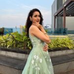 Pragya Jaiswal Instagram - Wind in my hair 💚💚 Outfit @picchika Bangles @aulerthofficial Ring @anayah_jewellery Footwear @fizzygoblet Makeup @athirathakkar Hair @taazim72_ @the_colour_pallete Styled by @anshikaav Style team @tanazfatima @bhatia_tanisha