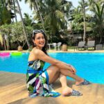 Pragya Jaiswal Instagram - A lil pool party never hurt nobody ☀️💛🍹 Outfit @studioverandah Jewellery @amamajewels Footwear @crimzonworld Styled by @anshikaav Style team @tanazfatima Goa