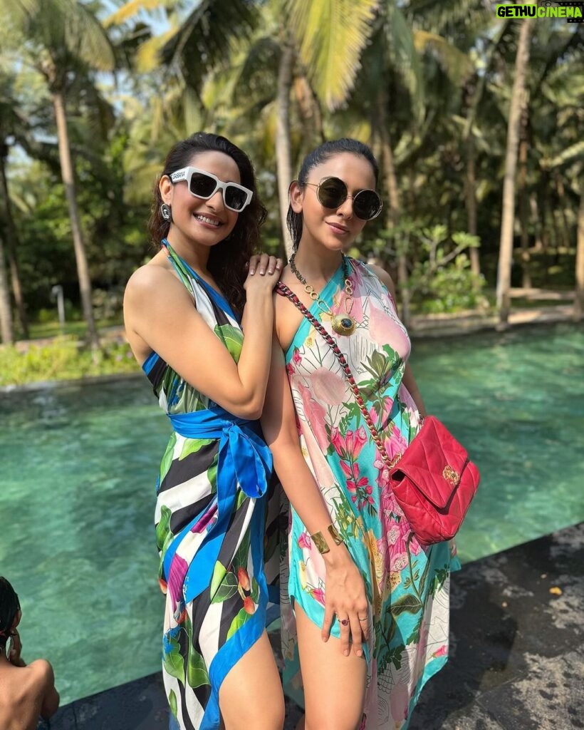 Pragya Jaiswal Instagram - A lil pool party never hurt nobody ☀💛🍹 Outfit @studioverandah Jewellery @amamajewels Footwear @crimzonworld Styled by @anshikaav Style team @tanazfatima Goa