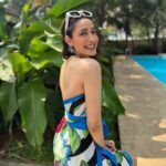 Pragya Jaiswal Instagram - A lil pool party never hurt nobody ☀️💛🍹 Outfit @studioverandah Jewellery @amamajewels Footwear @crimzonworld Styled by @anshikaav Style team @tanazfatima Goa