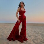 Pragya Jaiswal Instagram - Haldi with a touch of the sun 🌺🌅 #AbDonoBhagnani #SundownerHaldi Outfit @mishruofficial Earrings @amamajewels Rings @karishma.joolry Styled by @anshikaav Assisted by @bhatia_tanisha Shot by @kadamajay