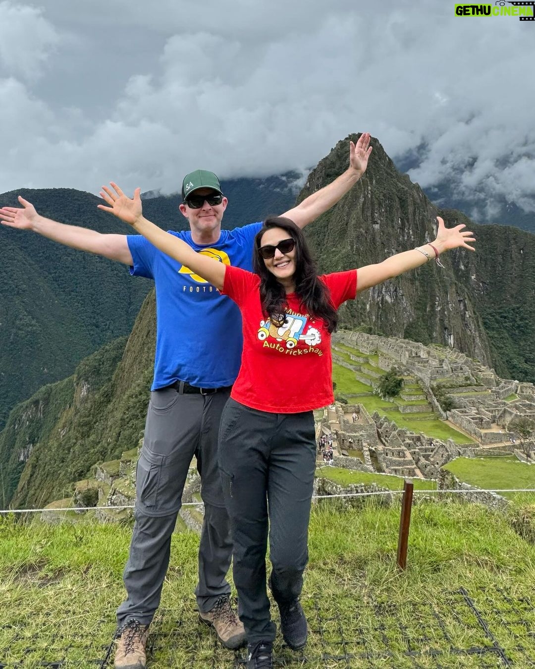 Preity Zinta - 518.9K Likes - Us after a 16km uphill hike on the Inka Trail to Machu Picchu 😍 Wow !!! What a view… what a hike ! #Bucketlist #Machupicchu #Amazingperu #Peru #ting