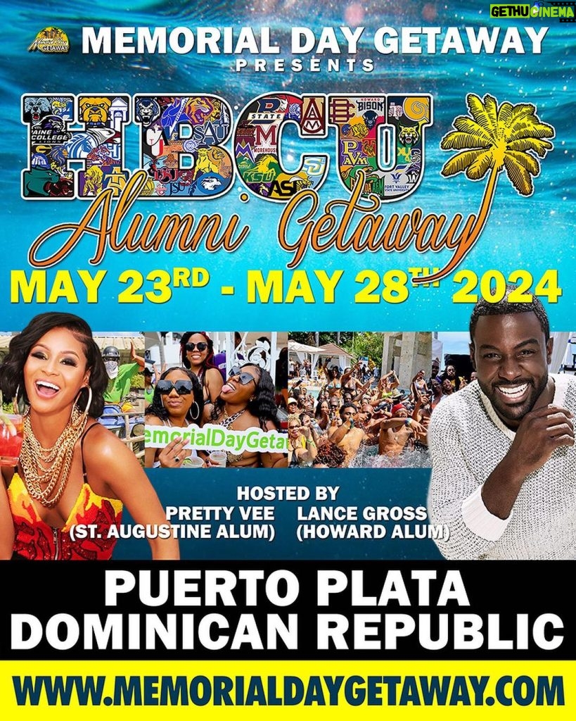 Pretty Vee Instagram - MOOD: D.R Will NEVA Be The SAME PERIODDDD 😎🌊 Who Coming To D.R With Me @memorialgetaway 👀 16th Annual Memorial Day Getaway (HBCU Alumni Getaway Edition)👀 Hosted by ME (Saint Augustine Alum) & @lancegross (Howard U Alum) and all of our HBCU Alumni friends. 😎 Memorial Day Weekend May 23rd - May 28th 2024 Celebrating the Legacy and Culture of HBCU’s. memorialdaygetaway.com for more details. GET YOUR TICKETS NOW!😝
