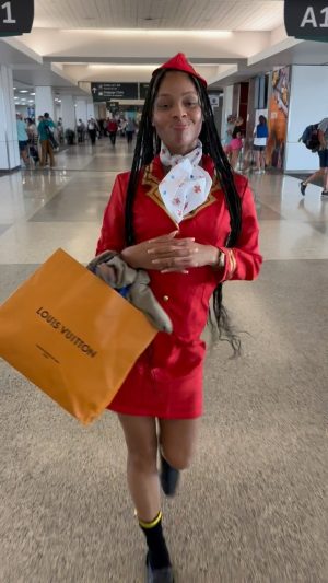 Pretty Vee Instagram - MOOD: “ First Day On The JOB “ ✈️🙀

- Take Flight HOE‼️

- I’m Acting HOLLYWOOD NA😂

- Can’t Wait To Meet My Crew/Passengers 😅

- What Airline You Think Hired Me? 👩‍✈️

🤣✈️😱👜
😈😂💃🏽👩‍✈️
Tag A Flight Attendant