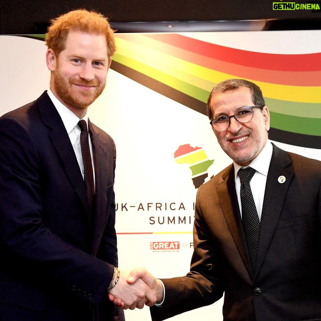 Prince Harry, Duke of Sussex Instagram - This morning at the UK-Africa Investment Summit, hosted by the UK Government, The Duke of Sussex met with leaders from Malawi 🇲🇼 , Mozambique 🇲🇿 and Morocco 🇲🇦- touching on investment in renewable energy, jobs, tourism, and environmental issues. The Duke has been involved in various causes in Africa for over a decade, and has helped to initiate a number of key projects in the region surrounding conservation and tourism, the threat posed by landmines and the HIV/AIDS epedemic. During their recent visit to Southern Africa last September, The Duke and Duchess met with project teams working to encourage youth employment, entrepreneurship, education and health. Through their roles as President and Vice President of The Queen’s Commonwealth Trust, The Duke and Duchess have worked to support a growing network of young change-makers across the Commonwealth and will continue to do so, especially in the run up to CHOGM 2020. The Duke of Sussex’s love for Africa is well known - he first visited the continent at the age of thirteen and more than two decades later, the people, culture, wildlife and resilient communities continue to inspire and motivate him every day. Photo © PA
