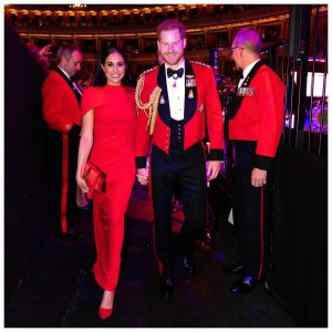 Prince Harry, Duke of Sussex Instagram - More from tonight as The Duke and Duchess of Sussex joined veterans, serving members, world-class musicians, composers and conductors of the Massed Bands of Her Majesty’s Royal Marines for the annual Mountbatten Festival of Music — an event to help raise funds on behalf of the @RoyalMarines Charity.

Photo © The Duke and Duchess of Sussex / Chris Allerton