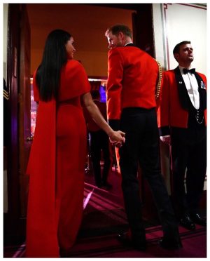 Prince Harry, Duke of Sussex Instagram - Tonight, The Duke and Duchess of Sussex attended the annual Mountbatten Festival of Music at the Royal Albert Hall — marking the 75th anniversary of the end of the Second World War and the 80th anniversary of the formation of Britain’s Commandos.

The Duke, who is Captain General @RoyalMarines joined veterans, serving members, world-class musicians, composers and conductors of the Massed Bands of Her Majesty’s Royal Marines to help raise funds on behalf of the @RoyalMarines Charity. 
#MFM2020

Photo © The Duke and Duchess of Sussex / Chris Allerton