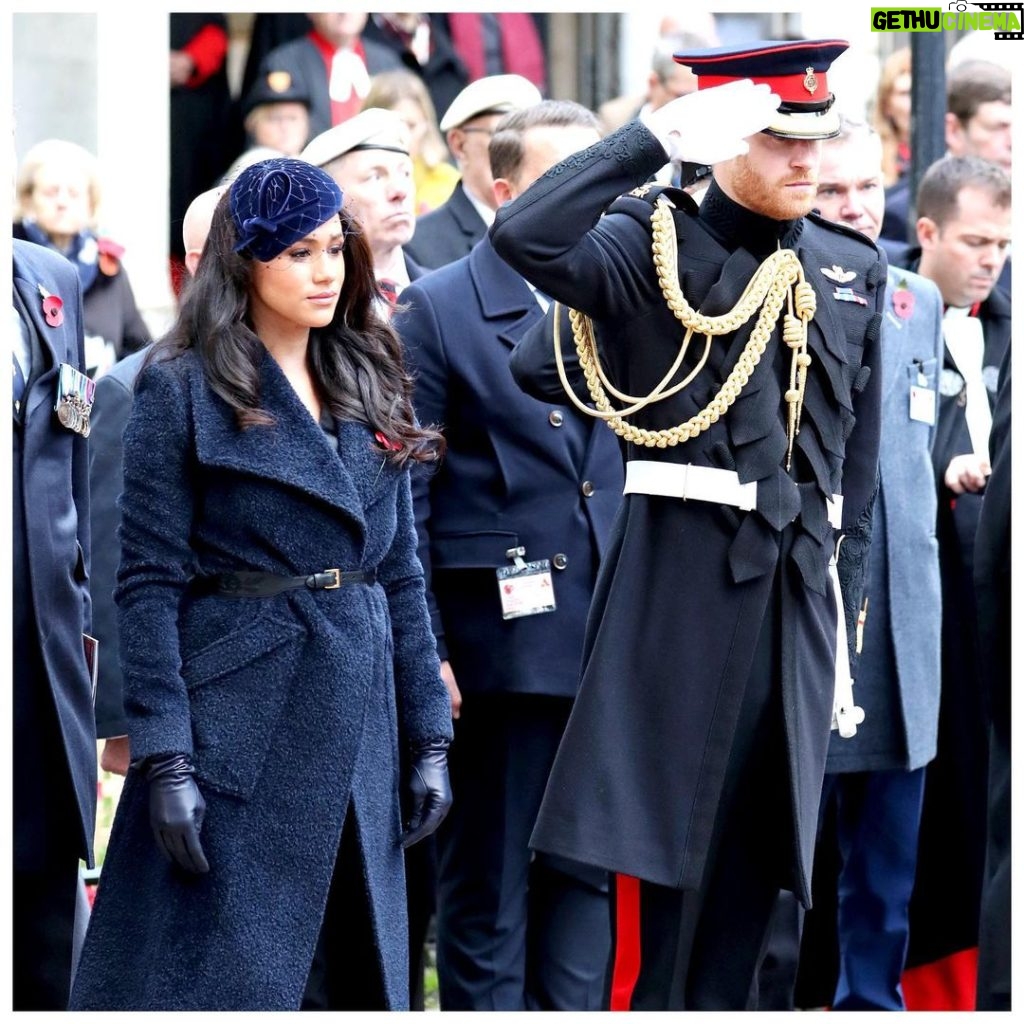 Prince Harry, Duke of Sussex Instagram - The Duke and Duchess of Sussex joined hundreds of veterans and their families at the 91st Field of Remembrance at Westminster Abbey, to honour and remember those who lost their lives in service of their country. Their Royal Highnesses each planted a Cross of Remembrance, paying respect to those who have served in our Armed Forces. They were then honoured to spend time meeting with veterans and family members from all areas of the Armed forces - from those who have served in past campaigns to more recent conflicts. This is the seventh time The Duke has attended the Field of Remembrance – having previously accompanied The Duke of Edinburgh for several years. The Duchess of Sussex was grateful to be able to join her husband on this important day and to personally recognise those who have served. #remembrance #lestweforget