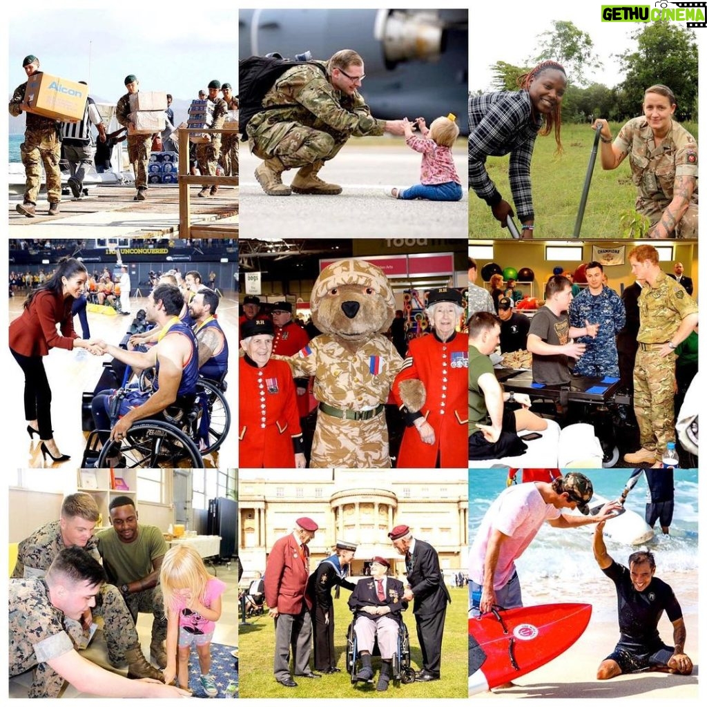 Prince Harry, Duke of Sussex Instagram - For the month of November we are honouring members of the armed forces and their families. The Duke of Sussex proudly served for ten years and continues to advocate for the well-being and support of those that serve, veterans and their loved ones. This is a shared interest that The Duchess of Sussex also focused on prior to becoming a member of the royal family; she joins her husband in their continued dedication to this community. All accounts we are following for the month of November recognise the commitment to country and community that these men and women represent. Thank you for your service.  Once served, always serving. • “The only thing necessary for the triumph of evil is for good men [and women] to do nothing.” Edmund Burke To find out more about them, please consider following or supporting the below accounts: @WeAreInvictusGames @HelpforHeroes @EndeavourFund @RoyalBritishlegion @VeteransFoundationUK @SSafa_ArmedforcesCharity @FisherHouseFdtn @PuppiesBehindbarsorganization @HomesforOurTroops @SoldiersCharity (ABF) @Household_cavalry @1MWave @The.Not.Forgotten @OfficersAssociation @SupportTheWalk @RoyalHospitalChelsea @Scottyslittlesoldiers @Armyfamiliesfederation @Teamrubicon @Mates4mates @TheUSO @RoyalMarines @TheVillageCharity All images used are from the accounts we are now following