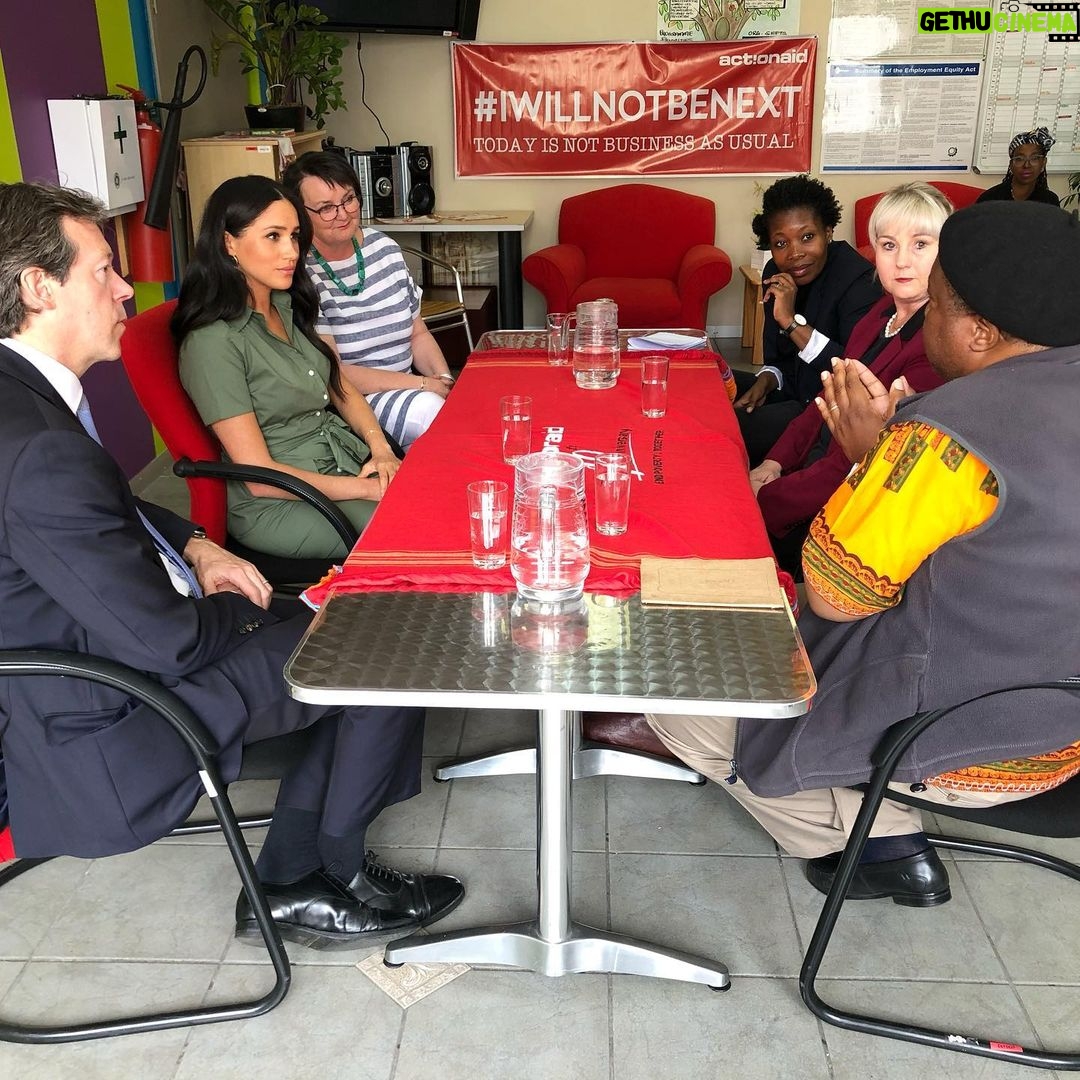 Prince Harry, Duke of Sussex Instagram - Continuing her visit in Johannesburg today, The Duchess of Sussex has visited the charity @actionaid_sa to speak to people working tirelessly to protect young girls in South Africa. The Duchess wanted to use her time here to help her better understand the issue of gender-based violence, and learn more about what was being done to tackle this crisis. @actionaid_sa work with a number of projects specifically helping young women, including the Teddy Bear Clinic, which provides essential support to children and families affected by domestic and sexual abuse, and @sonkegenderjustice, a not-for-profit working across Africa. The Duchess discussed the importance of trying to break a generational cycle and empower young girls, as well as working with boys and young men to raise their awareness so they can be a part of the solution rather than the problem. After the meeting today, The Duchess travelled privately to meet a number of young girls who are being supported by Action Aid and the Teddy Bear Clinic. These girls have come out of situations of abuse and degradation and have found their sense of self, purpose, and confidence in the spirit of sisterhood and community in The Girls Club. The Duchess described them as role models for all. For the privacy and protection of these young women, no photos of this visit will be shared. #RoyalVisitSouthAfrica Photo ©️ SussexRoyal / Getty / PA images