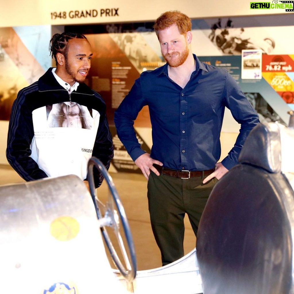 Prince Harry, Duke of Sussex Instagram - 🏎💨💨💨 • This morning, The Duke of Sussex raced up to Silverstone, home of the British Grand Prix to open the The Silverstone Experience, a brand-new immersive museum that tells the story of the past, present and future of British motor racing. Joined by six-time Formula One World Champion Lewis Hamilton MBE, The Duke of Sussex and Lewis toured @thesilverstoneexperience, where they viewed the various components of the museum, met with volunteers, and chatted with the next generation of engineers and racing drivers. The museum brings the extensive heritage of Silverstone and British motor racing to life, celebrating the circuit and the country’s position at the heart of the global motorsport industry. It showcases the rich history of the sport, highlights amazing stories of many whom have been part of what makes Silverstone so special - which we hope, will inspire future generations to come. Photo © PA