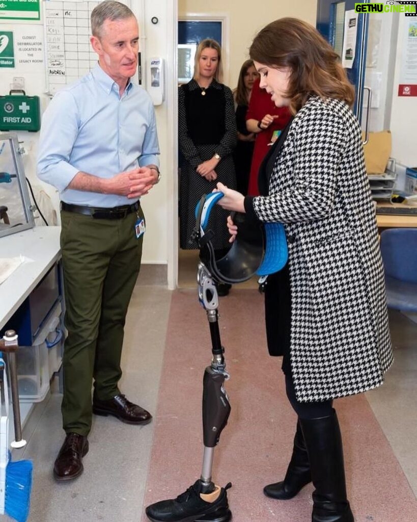 Princess Eugenie Instagram - I am so proud to be patron of @the.rnoh.charity , the charity that looks after and supports all the patients at the Royal National Orthopaedic Hospital @rnohnhs I visited their Prosthetics unit @rnohprosthetics yesterday and I met Posie, a 2 year old who has undergone elective bilateral amputations and has just had her first pair of prostheses, she’s a remarkably brave young girl and the staff and carers at RNOH are doing incredible work to provide a way for her to walk as she grows up. Posie, Daisy, Scarlett, Robert and all the patients at the RNOH are completely wonderful and true legends. I'm so honoured to meet you all. Xx