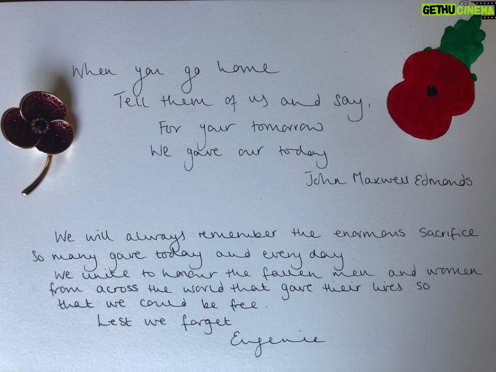 Princess Eugenie Instagram - Today we remember all those that gave the ultimate sacrifice #lestweforget