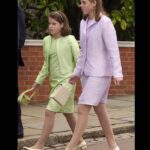 Princess Eugenie Instagram - Bea and I are laughing hysterically after contemplating what on earth was in our handbags that day going to church... We quite clearly are loving our full lime green and lilac suits!! The shoes, the headbands... yes to the 90s... #flashbackfriday #limegreen #lilac