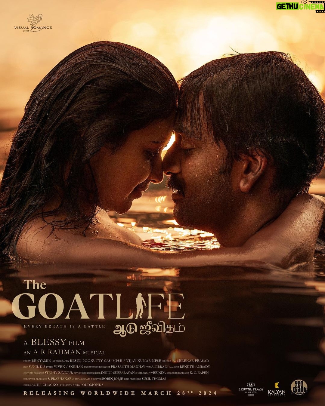 Prithviraj Sukumaran Instagram - On account of Women’s day, we present to you ‘A timeless love above all!’ Witness #TheGoatLife in theatres on 28th March 2024. @thegoatlifefilm @blessyofficial @therealprithvi @amalapaul @arrahman @resulpookutty @jimmyjeanlouis @kr_gokul @Stephy_Zaviour @robinjorje @susil.thomas @ranjithambady @vishal_fx84 @prasanthmadhav.artdirector @sunil_ks1 @benny.benyamin @oldmonksdesign @catalyst4movies @moesartofficial @talib_m_albaushi @rikaby1 @sreekar.prasad #TheGoatLifeOn28thMarch #Aadujeevitham #Blessy #Benyamin #PrithvirajSukumaran #AmalaPaul #JimmyJeanLouis #ARR #ARRahman #PosterRelease #happy #womensday