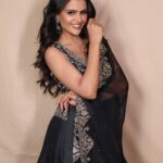 Priyanka Chahar Choudhary Instagram - 🖤🖤🖤 Styled by - @kmundhe4442 Photographer - @portraitdeewana Makeup and Hair - @makeoverbysejalthakkar Outfit - @swathiveldandi_offical Team - @greenlight__media