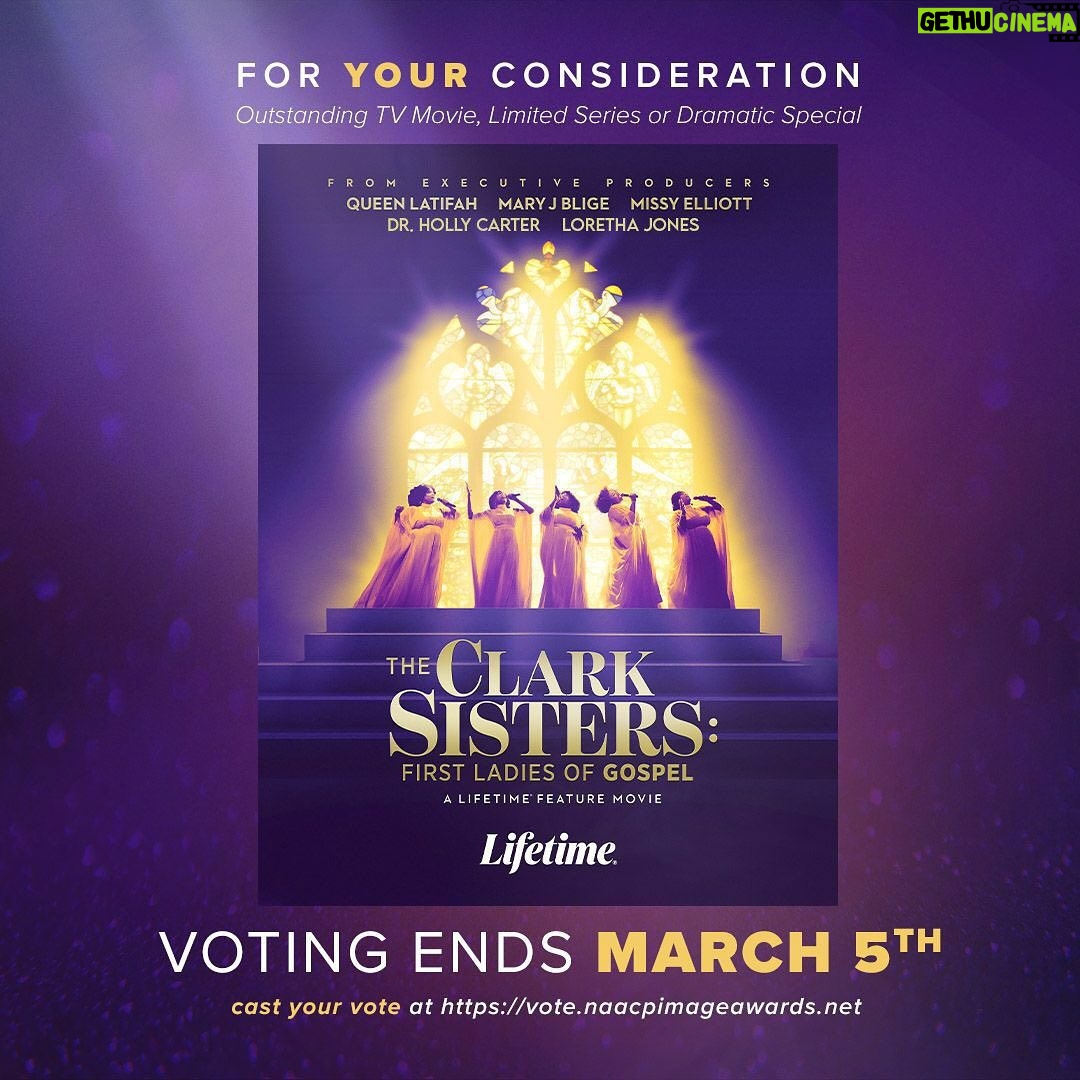 Queen Latifah Instagram - Today is the last day to vote for the NAACP Image Awards! Support #TheClarkSisters Movie in the Outstanding Television Movie, Limited-Series or Dramatic Special category by voting today 🖤