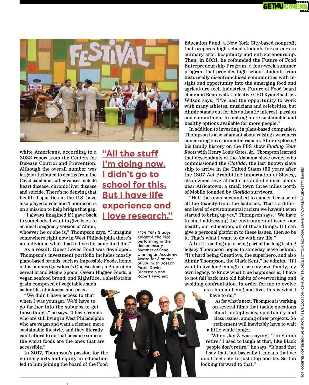 Questlove Instagram - Thank you @businesstravelerusa & @foodeducationfund #Repost @questlovesfood ・・・ “I always imagined if I gave back to somebody, I want to give back to an ideal imaginary version of Ahmir, whoever he or she is.” it’s an honor to be on the cover of the February 2024 issue of @businesstravelerusa. Thank you, L’Oreal Thompson Payton (@ltinthecity), for allowing me to share my passion for the culinary arts and equity in education. After all, it’s what led me to create this platform and join the board of @foodeducationfund – a New York City-based nonprofit that prepares high school students for careers in culinary arts, hospitality, and entrepreneurship, and most recently, to co-found the Future of Food Entrepreneurship Program (@fofprogram). With @fofprogram, I’m able to do exactly as I’ve always hoped – to give back to a past version of me – with our four-week summer program, which provides high school students from historically disenfranchised communities with insight and opportunity into the emerging food and agriculture tech industries. @businesstravelerusa Feb 2024 issue, out TODAY, but support @fofprogram and @foodeducationfund any day, any time. Head to my stories for more!