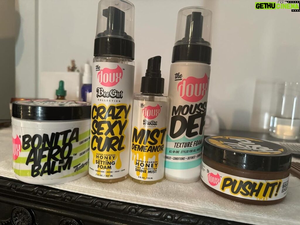 Questlove Instagram - Lol at a photo shoot and my hair protector shows me her collection of @ilovethedoux products——this is not a paid endorsement, I’m just a sucker for puns 🤣🤣🤣😂😂 @jericaedwardshair thx!!