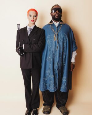 Questlove Instagram - Sun Ra & Annie Lennox (@lauraxdesiree) receive a peacock’s invite to a Halloween party 

Thanks Heidi Klum

Photographed by @christian_germoso
Styling @kahlihaslam 
Hair @elliott_brian

Cape @bode
Shirt, Custom Shoes, Accessories @l_enchanteur 
Pant @anicetestyle
Style assist @jovrnee