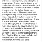 Questlove Instagram - Dog, the fact that I offended Tony Visconti in such a rock & roll fashion is prolly one of the highest compliments I’ve ever received in my 40 years as a professional musician. 🤣🤣🤣🤣🤣😂😂😂 I think I might cry because Rich woulda LOVED & laughed at this so hard. I’m really serious. This woulda been music to Rich’s ears
