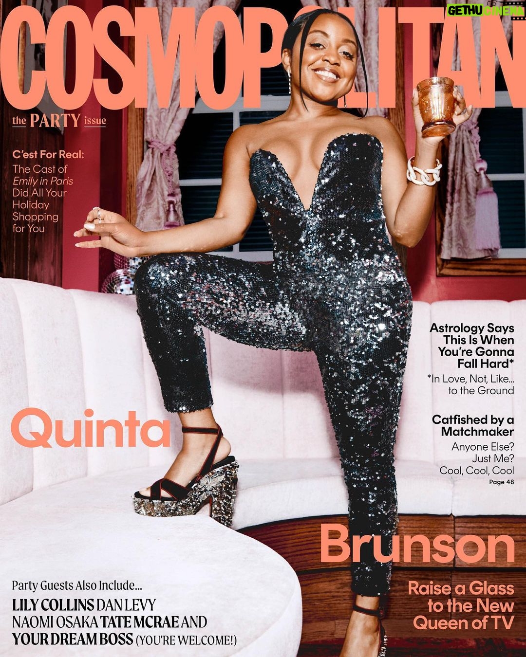 Quinta Brunson Instagram - I love a good party @cosmopolitan :) Thank you for having me as your cover girl this December. Beyond honored! Link in bio. @Cosmopolitan Editor-in-chief: @jessica_giles Creative Director: @malloryroynon Entertainment Director: @maxwelllosgar Photos: @dannykasirye Stylist: @cassieanderson212 Interview: @speakpatrice Hair: @hairbykmiller Makeup: @reneeloizmakeup Manicure: @honeynailz Visual Director: @kristingeo Tailoring: @service.by.design Location: @turksnyc Video: @abbeya @liesllar @kevinkimframes @shoyokoko @therichsound @speakpatrice on the ๐๏ธ:)