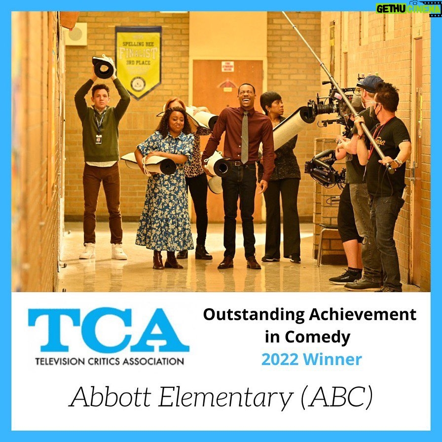 Quinta Brunson Instagram - Everyone at Abbott Elementary is honored to have received 4 TCA awards. A lot of hard work goes into the show, and it’s incredible to be recognized in this way. Thank you @official_tca!