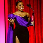 Quinta Brunson Instagram - Late post but it was an absolute joy to be honored at @criticschoice Annual Celebration of Black Cinema and receive the Actress Award in Television. incredible night with incredible people. Jewelry: @gabrielandco Dress: @csiriano Shoes: @stuartweitzman Hair: @alexander_armand Mua: @reneeloizmakeup Stylist: @bryonjavar