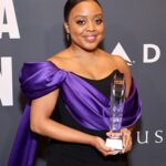 Quinta Brunson Instagram - Late post but it was an absolute joy to be honored at @criticschoice Annual Celebration of Black Cinema and receive the Actress Award in Television. incredible night with incredible people. Jewelry: @gabrielandco Dress: @csiriano Shoes: @stuartweitzman Hair: @alexander_armand Mua: @reneeloizmakeup Stylist: @bryonjavar