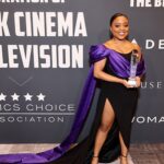Quinta Brunson Instagram - Late post but it was an absolute joy to be honored at @criticschoice Annual Celebration of Black Cinema and receive the Actress Award in Television. incredible night with incredible people. Jewelry: @gabrielandco Dress: @csiriano Shoes: @stuartweitzman Hair: @alexander_armand Mua: @reneeloizmakeup Stylist: @bryonjavar