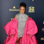 Quinta Brunson Instagram - 💗💎 for the HCA’s. Dress: @tonywardcouture Jewelry: @debeersforevermark Stylist: @bryonjavar Hair: @hairjunkierandy mua: @reneeloizmakeup