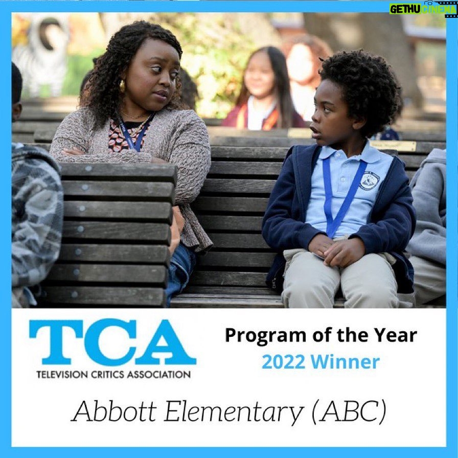 Quinta Brunson Instagram - Everyone at Abbott Elementary is honored to have received 4 TCA awards. A lot of hard work goes into the show, and it’s incredible to be recognized in this way. Thank you @official_tca!