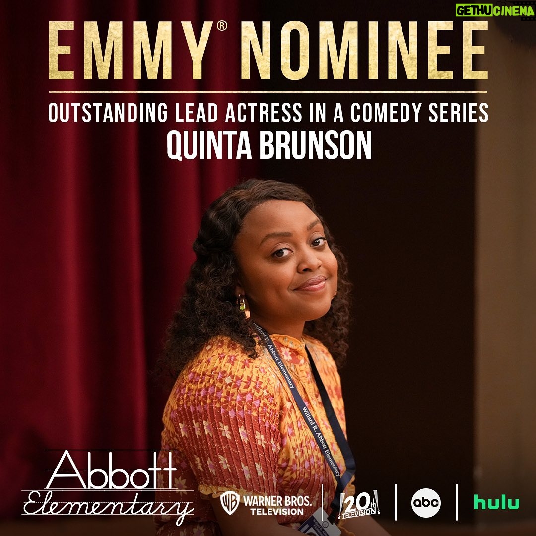 Quinta Brunson Instagram - I’m still a bit speechless. Congrats to the entire Abbott Elementary cast and crew.