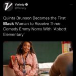 Quinta Brunson Instagram - I’m still a bit speechless. Congrats to the entire Abbott Elementary cast and crew.