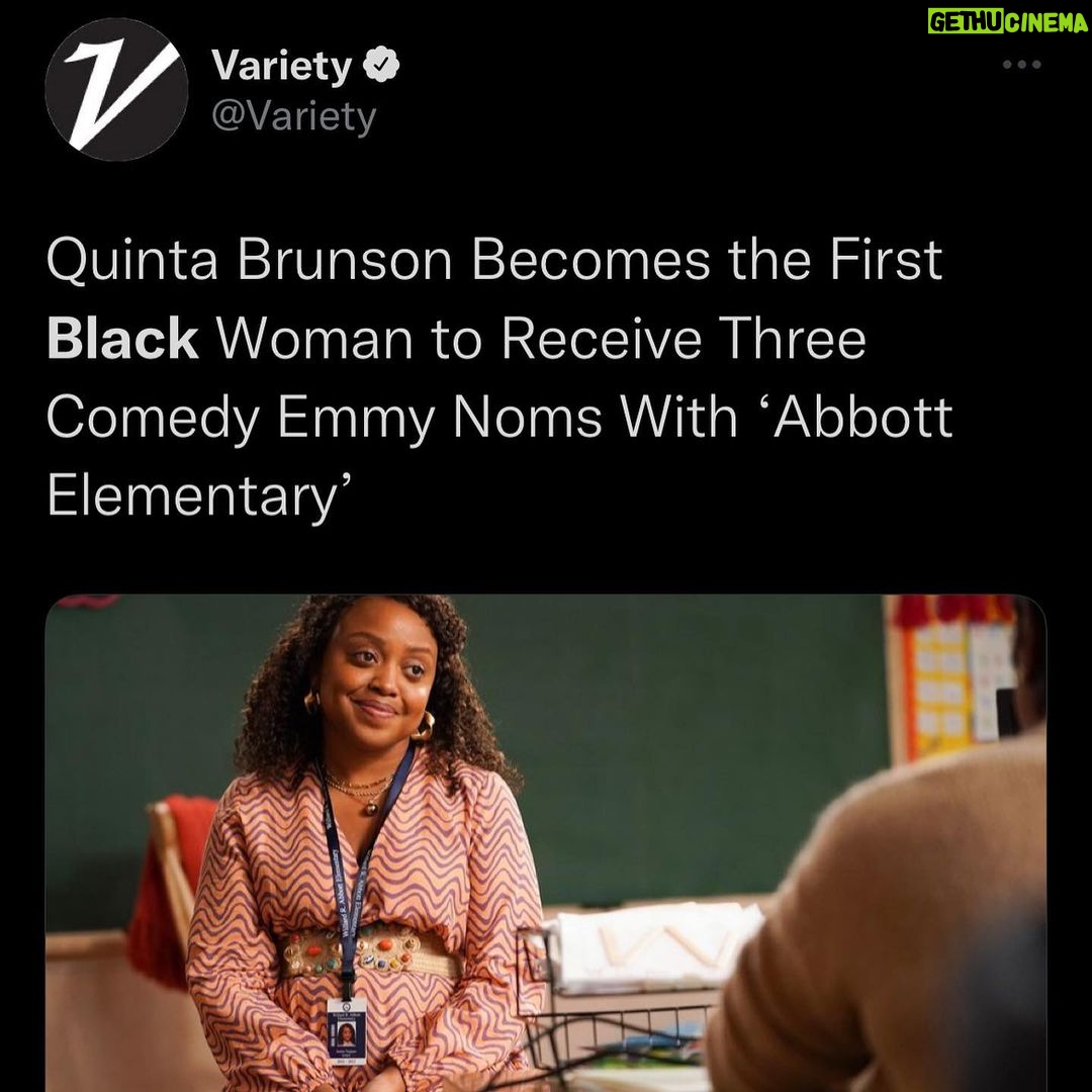 Quinta Brunson Instagram - I’m still a bit speechless. Congrats to the entire Abbott Elementary cast and crew.