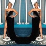 Quinta Brunson Instagram - Vanity Fair Oscar’s Party in Custom @dolcegabbana from head to toe :) Styling: @bryonjavar Hair: @hairjunkierandy Makeup: @reneeloizmakeup