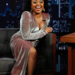 Quinta Brunson Instagram - Jimmy Kimmel tonight :) @reneeloizmakeup @bryonjavar @fingazbeauty @tayojr 📷 Dress: @alexandrevauthier