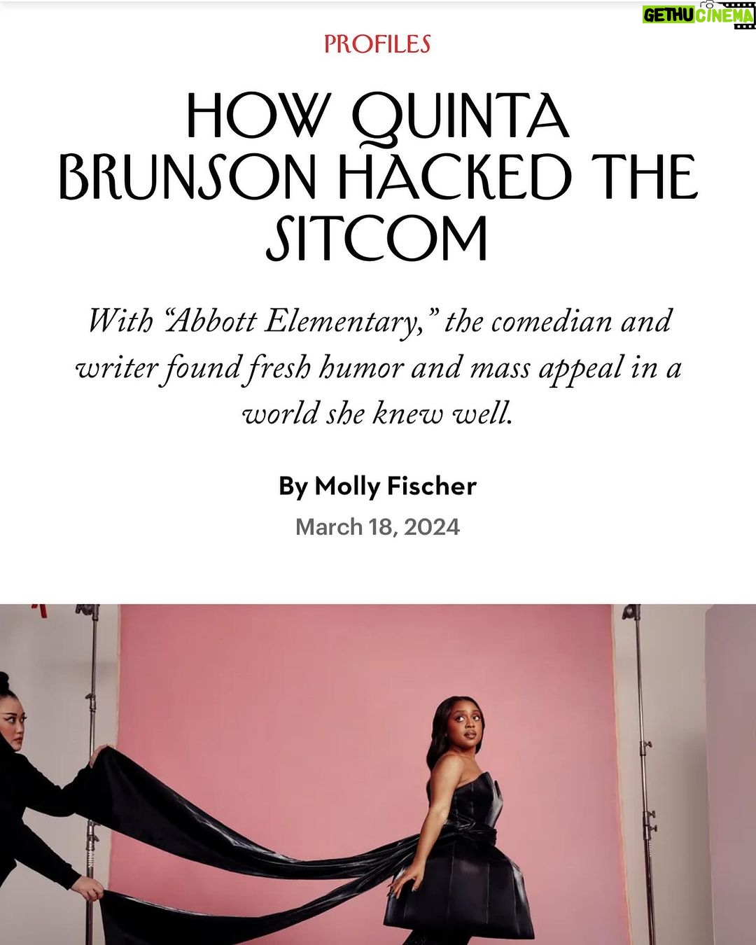 Quinta Brunson Instagram - Thank you @newyorkermag and @mollyhfischer for the amazing profile. Everyone should give it a read! Thank you @abdmstudio for these stunning images. Photographs by @abdmstudio for @newyorkermag Styling by @ayumiperry Set Design by @betteradams Hair by @alexander_armand Makeup by @kashalassien Manicure by @customtnails1