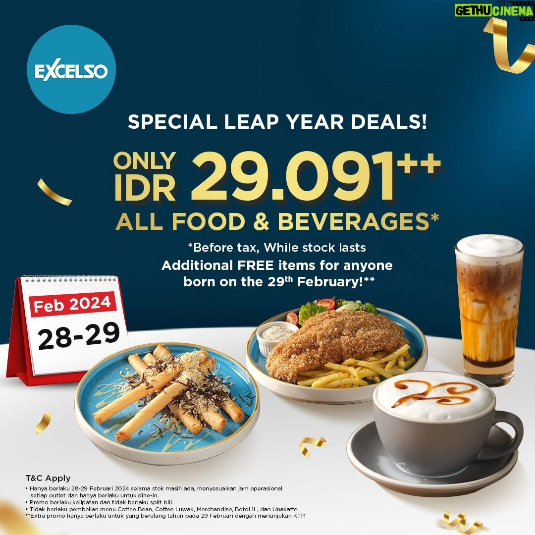Raditya Dika Instagram - Gue udah lama nggak ngopi di luar, tapi kali ini gue belain ngopi di Excelso. Karena spesial tahun kabisat ini, Excelso ada promo 29 ribuan aja untuk semua menu. Kalau kamu ulang tahun di tanggal 29 Februari, akan ada tambahan promo buat kamu! Buruan ajak temen-temen ke Excelso buat nikmati promonya. Jangan ketinggalan karena cuma berlaku 28-29 Februari 2024!
