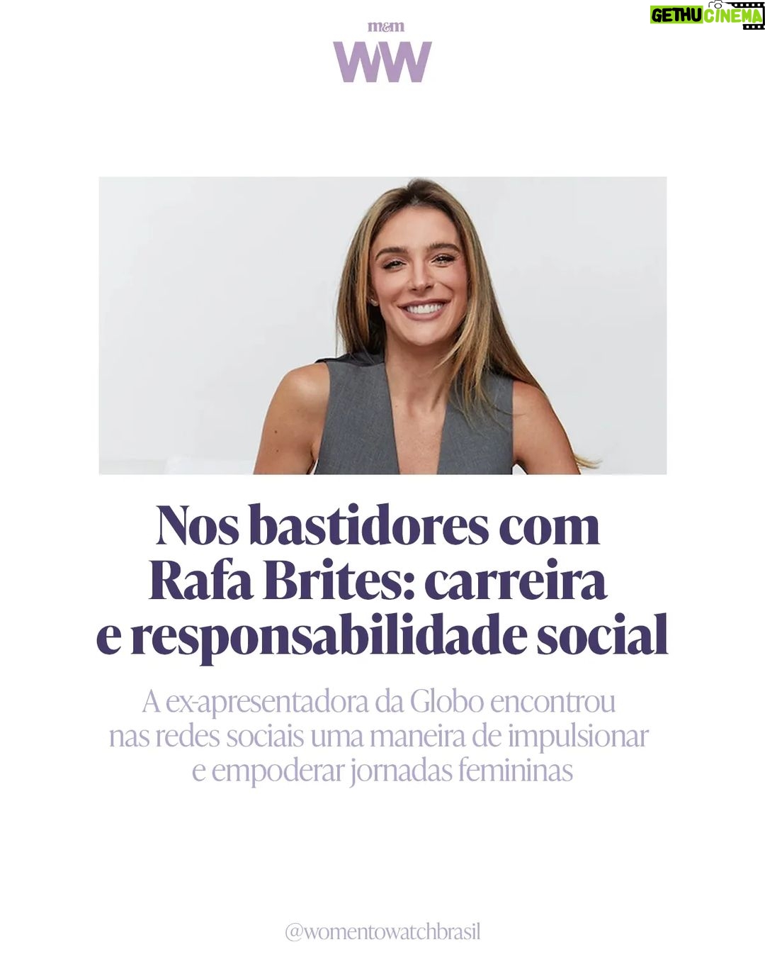 Rafa Brites Instagram - Nesta entrevista ao Women To Watch, Rafa Brites fala sobre seu posicionamento e propósito nas redes sociais, e em como isso reflete na sua relação com as marcas. Além disso, a influenciadora discute sobre o papel social de empresas e criadores de conteúdo, e como a reputação de ambos é desenvolvida nessa relação simbiótica. Confira o artigo completo no link nos stories. #WomenToWatchBR #EmpoderamentoFeminino #ResponsabilidadeSocial #Influência