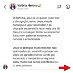 Rafinha Bastos Instagram - Ontem foi um dia muito especial. Juntos, realizamos o sonho da Valéria (@valeriahelenaf). Há pouco mais de 10 anos ela sofreu acidente numa linha férrea de Juiz de Fora e perdeu as duas pernas. Desde lá, a Valeria vem convivendo com próteses muito ruins (slide 1) que ela precisa forrar de algodão para que não machuquem suas pernas. Postei a história dela dos meus stories. Fiz uma doação (slide 2) e pedi para que a galera que me segue ajudasse ela a realizar o seu sonho de ter as próteses que sempre quis. Quando chegamos, ela tinha arrecadado R$44 mil (a meta era R$81 mil). Em apenas 5 horas, chegamos a cifra necessária para realização do sonho dela (slide 3). Obrigado a todos que participaram disso. Juntos a gente consegue qualquer coisa. E muito obrigado, Valeria (slide 4). Foi um prazer pra gente participar dessa conquista.