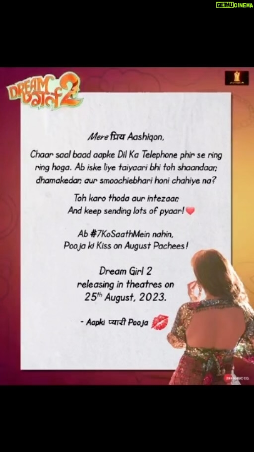 Rajpal Naurang Yadav Instagram - Pachees badi hai mast mast, kyunki @pooja___dreamgirl aa rahi hai on 25 अगस्त.😘😉 #PoojaKiKissOnAug25 💋 #DreamGirl2 releasing in theatres on 25th August, 2023. @ayushmannk @ananyapanday @ektarkapoor @writerraj @shobha9168 @balajimotionpictures @gaurisathe @annukapoor @pareshrawalofficial @vijayraazofficial #GovardhanAsrani #ManojJoshi @seemabhargavapahwa @nowitsabhi @oyemanjot @anirudh_k_sharma @krishanurathore @nareshkathooria @zeemusiccompany