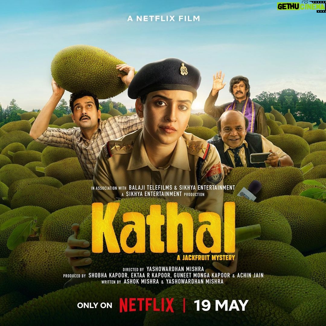 Rajpal Naurang Yadav Instagram - The missing piece of this puzzle? A mysterious Kathal 😮 Kathal starring @sanyamalhotra_@anantvjoshi arrives on Netflix on May 19th! #KathalOnNetflix @sanyamalhotra_@anantvjoshi @yashowardhanm @guneetmonga @ektarkapoor @achinjain20 @shobha9168 @ruchikaakapoor @ashokmishraa40 @vijayraazofficial @imsarafneha @guchagurpal @netflix_in @Sikhya @balajimotionpictures #BalajiMotionPictures #sikhya