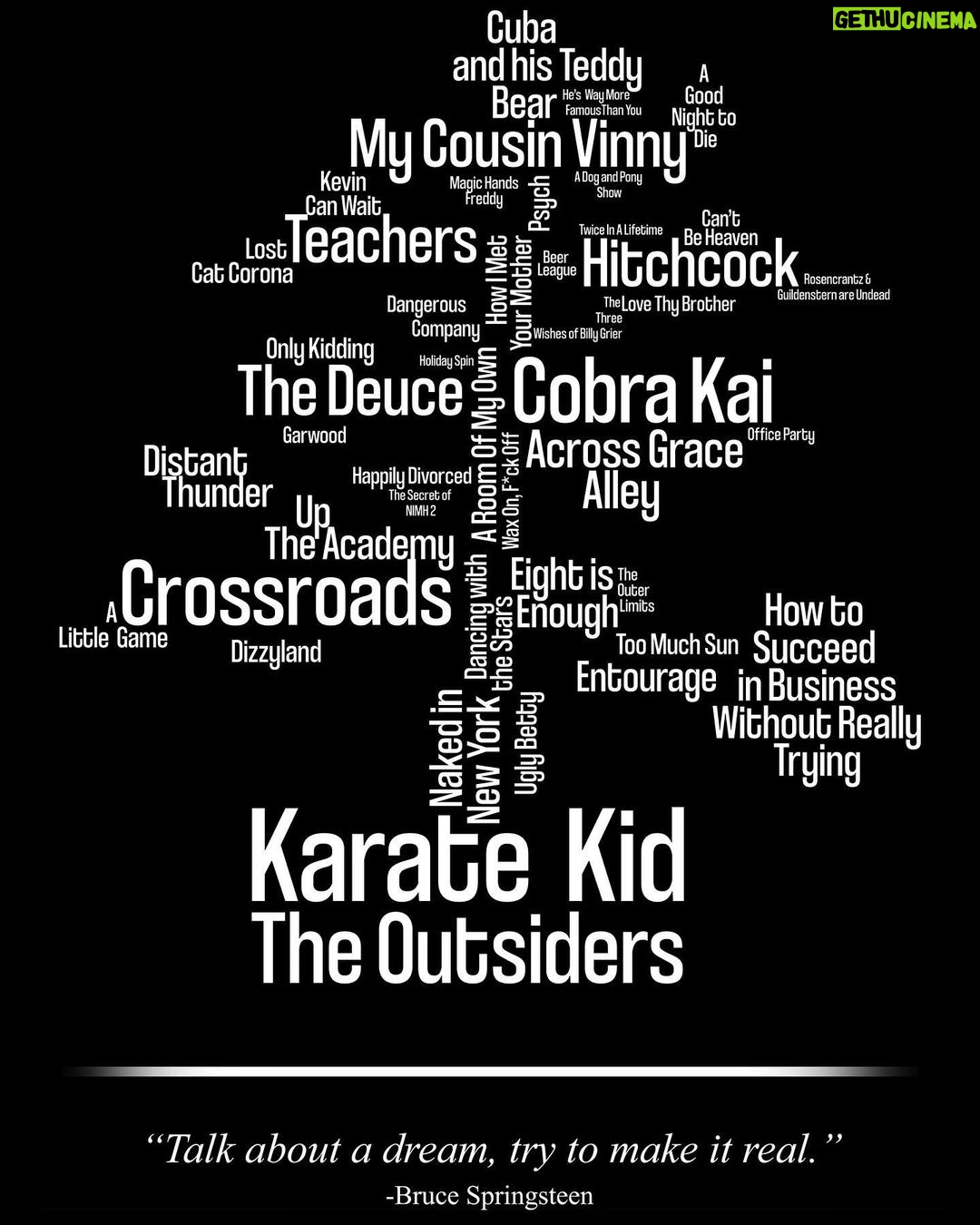 Ralph Macchio Instagram - EPIC family birthday present created by my talented nephew @tattoosbynickfierro ~ virtually every credit to date from stage and screen. Blown away by the idea, concept and execution. Had to share with the world.