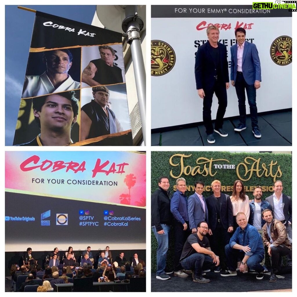 Ralph Macchio Instagram - Collage of pride with #cobrakai creative team at @sptv and @youtube #fyc Emmy panel event regarding @cobrakaiseries Much respect!