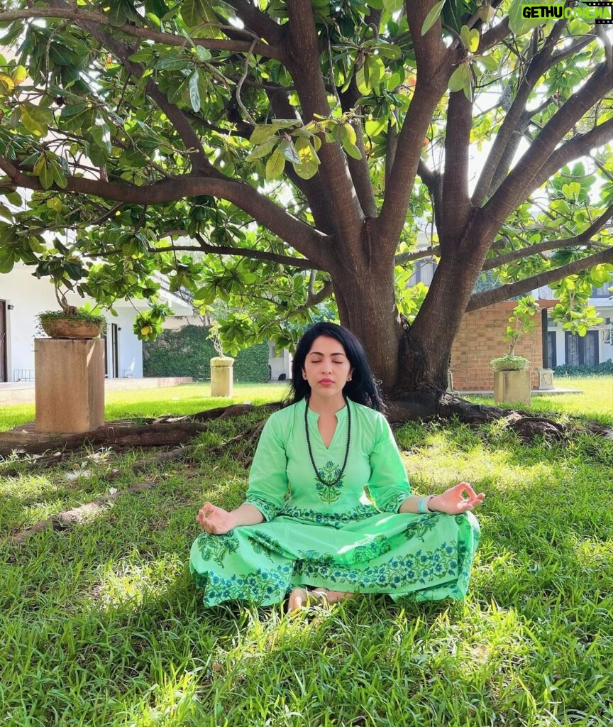Ramya Subramanian Instagram - My 5 days of Wellness Retreat at Isha Yoga,Coimbatore.🧘🌼 Waking up at 5am with the sound of drums. 😴 The delicious satvik food.🥥🍯🥒 Walking barefoot and sleeping in nature.🦶 Sitting cross legged on the floor for 6+ hours.🧘🏻‍♀️ Learning the powerful Shambhavi Mahamudra. Meditation at Dhyanalinga.🧘🏻‍♀️ The place felt like being inside my mom’s womb,the energy is undeniable. To give each moment all I have and live life at ease is the biggest take away from this journey.✌🏻💯 Forever grateful for the ‘IMMENSELY TRANSFORMATIVE’ experience.🙏🏻✨💟😇 #InnerEngineering #IshaFoundation #WellnessRetreat Isha Foundation