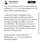Ravi Dubey Instagram - The response to the monologue is so humbling ..grateful that it’s reached and consumed by the absolute best in the entertainment industry ..grateful that the manic hard work we put in creating this asset and the show is bearing fruit shukr shukr shukr … LINK IN BIO