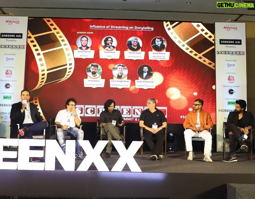 Ravi Dubey Instagram - An incredibly insightful panel discussion on ‘The Influence of Streaming on story telling ‘ with the masters of the creative feild @furia_vishal @kartiknishandar @agracadabra @manishguptawriterdirector @karantaurani @adgully @zee5