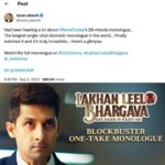 Ravi Dubey Instagram - Incredible Feat 👏🏻Indian Actor #RaviDubey delivered a Single shot 28-minute monologue for his show #LakhanLeelaBhargava, Fans and Critics call it a ‘Masterclass’ ..this happens to be the longest single shot dramatic monologue in the world , a whopping 8 minutes longer than the one in the French Film ‘L'Aigle à deux têtes’ that held the Guinness world Record @ravidubey2312 @officialjiocinema #LakhanLeelaBhargava #Raviedubey